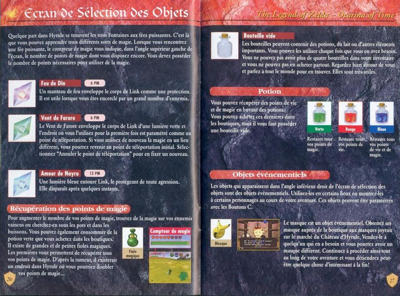 Zelda Ocarina Of Time : N64版の説明書