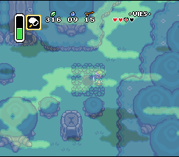 डाकुओं के ठिकाने का गुप्त प्रवेश द्वार। Soluce de Zelda 3 a Link to the Past sur Super Nes : पहले पदक के महल से पहले (gba, Snes, super nintendo)
