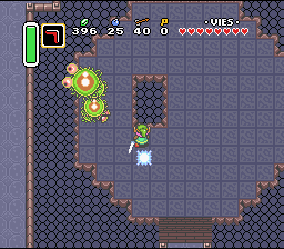 Il boss non è che un grosso bruco Soluce de Zelda 3 a Link to the Past sur Super Nes : Torre di Hera (3° pendaglio) (gba, Snes, super nintendo)